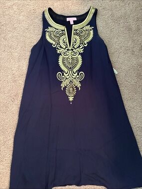 Lilly Pulitzer Navy Dress with Gold Embroidery